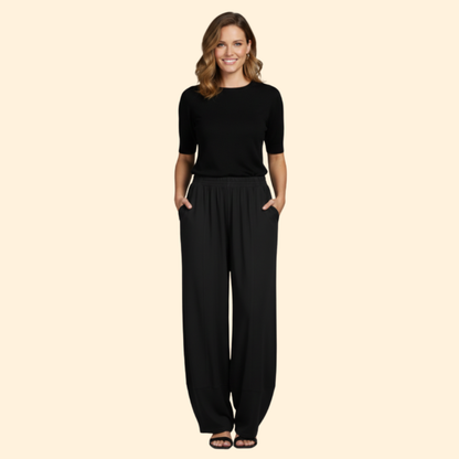 Pantalones Mujer Pata Ancha Algodón Cintura Elástica Holgados