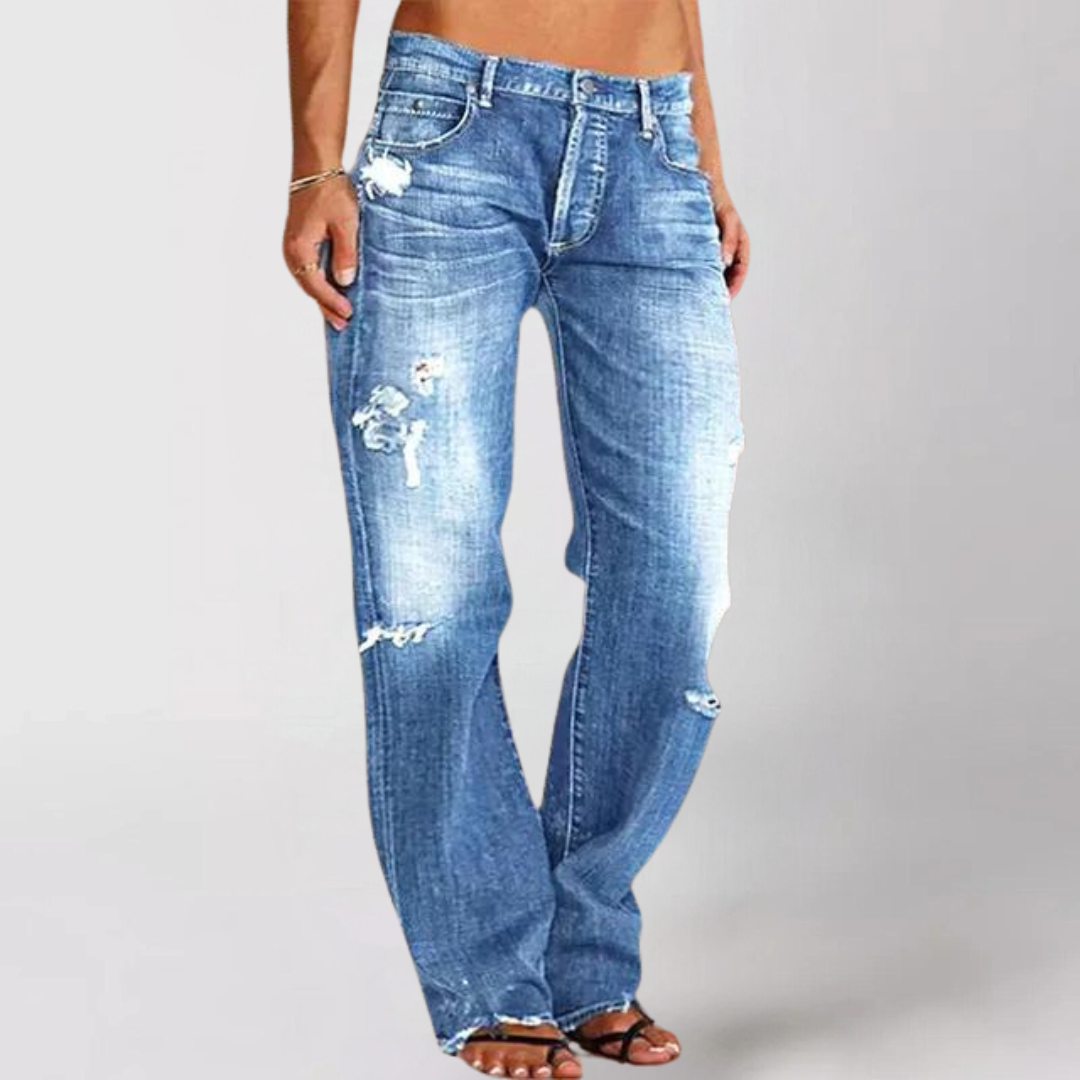 Pantalones Vaqueros Mujer Talle Bajo Ajuste Amplio Relajado