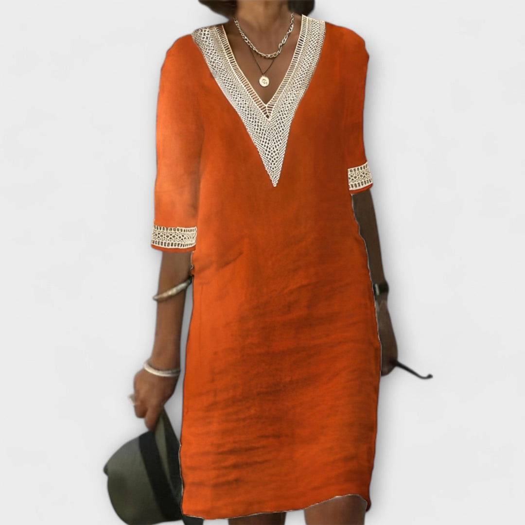 Vestido corto mujer estilo bohemio manga corta verano
