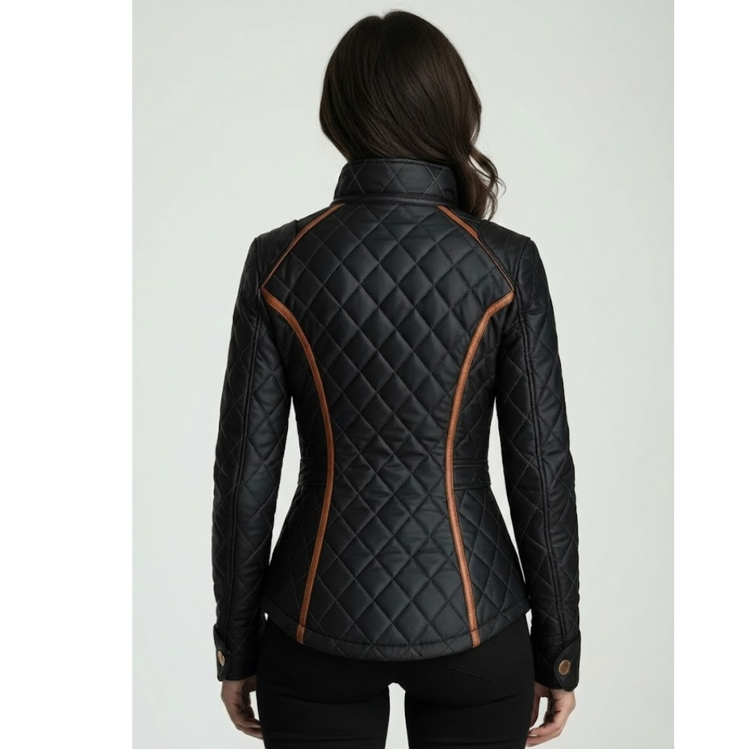 Chaqueta Mujer Acolchada Con Cremallera Abrigada