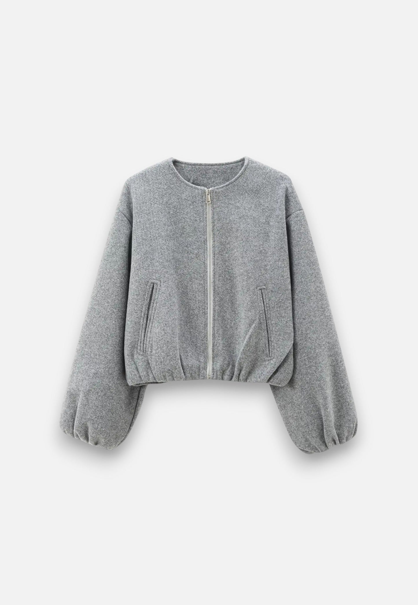 Chaqueta Bomber Mujer de Forro Polar Cremallera Cuello Redondo