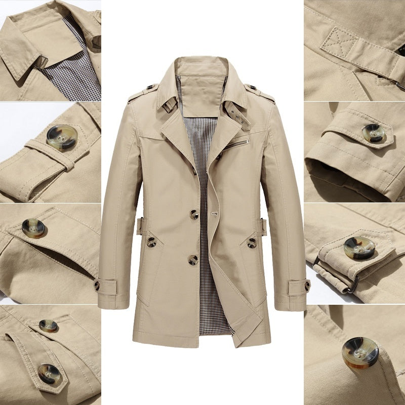 Trench Coat Mujer Clásico Doble Fila de Botones