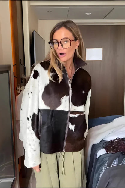 Chaqueta Mujer con Textura y Cremallera Ajuste Elegante