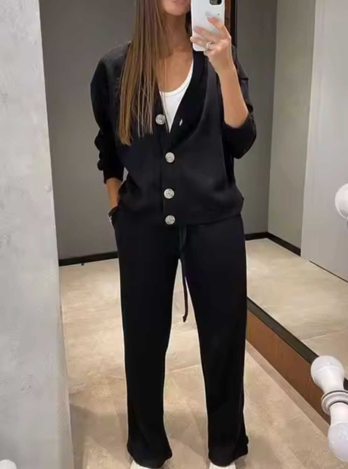 Conjunto Mujer Chaleco y Pantalón Algodón Cintura Elástica