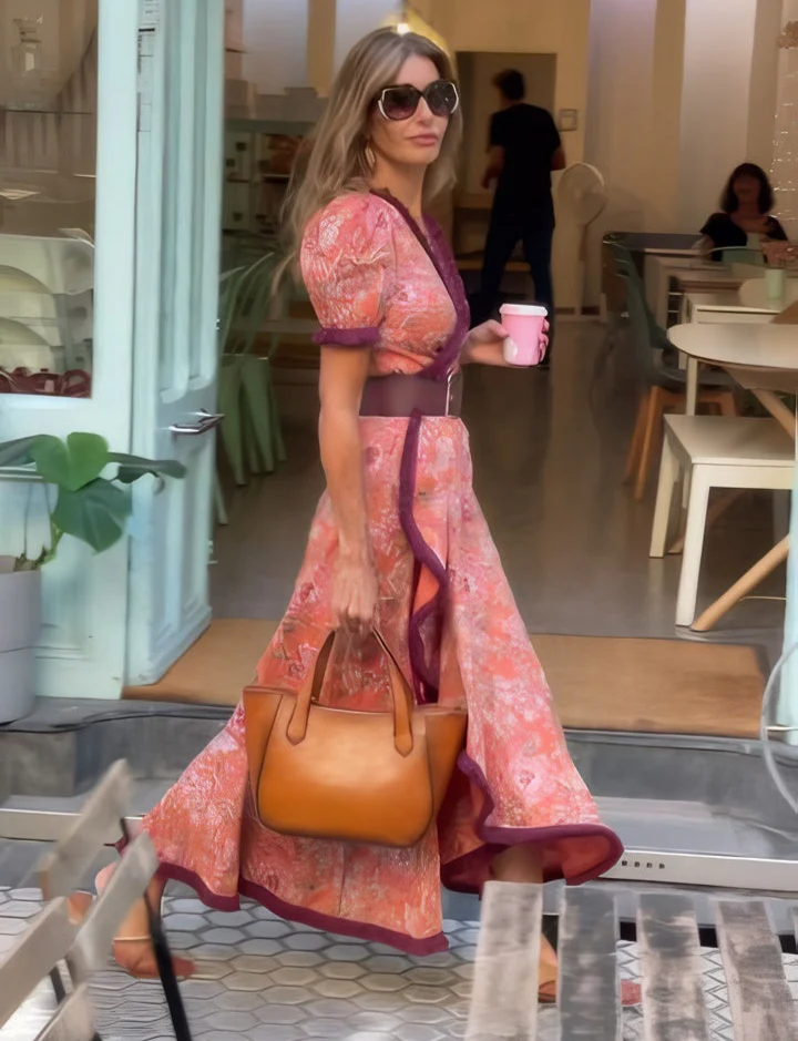 Vestido Mujer Wikkel Manga Abullonada Doce Ondas