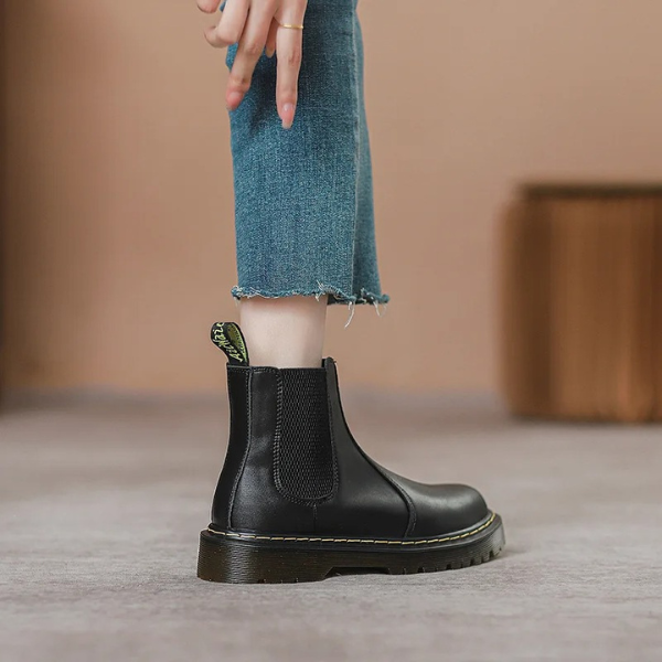 Botas Chelsea Mujer de Cuero con Tirador y Suela Antideslizante