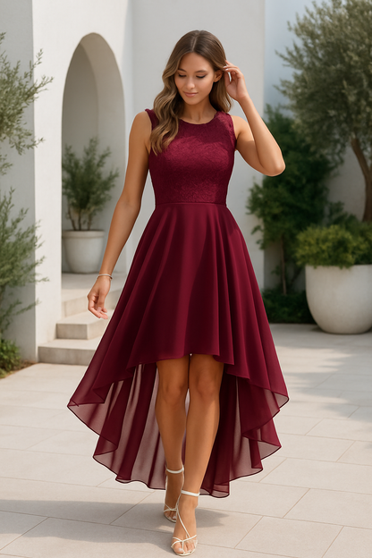 Vestido Asimétrico Mujer Corte Elegante para Invitada Boda