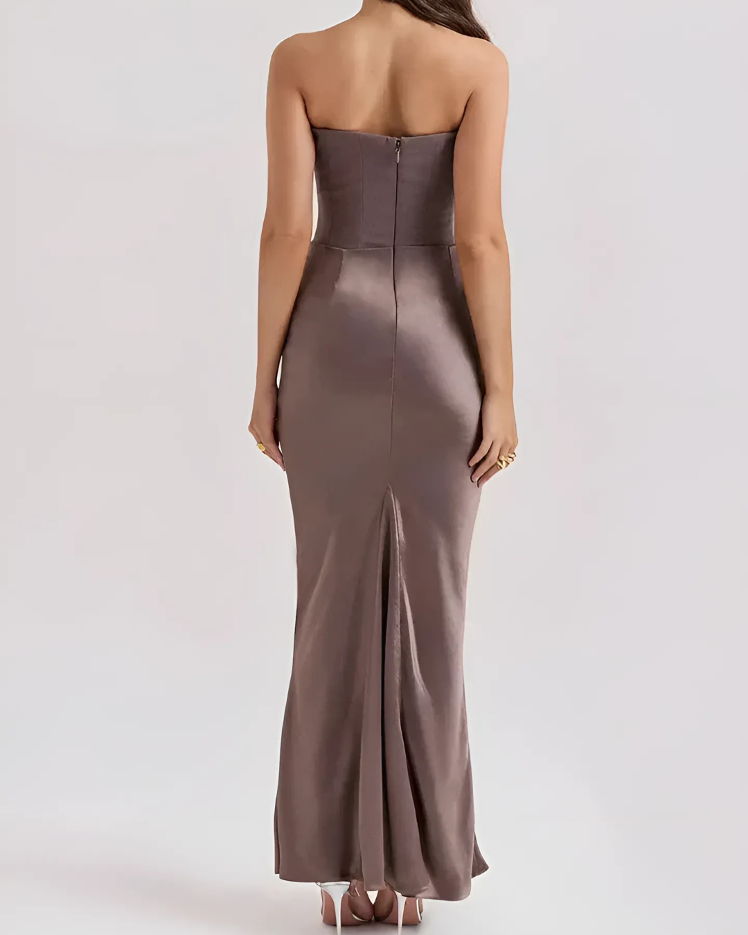 Vestido maxi mujer drapeado sin tirantes
