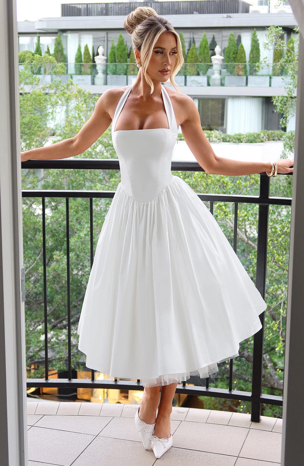 Vestido midi mujer de tirantes halter para eventos
