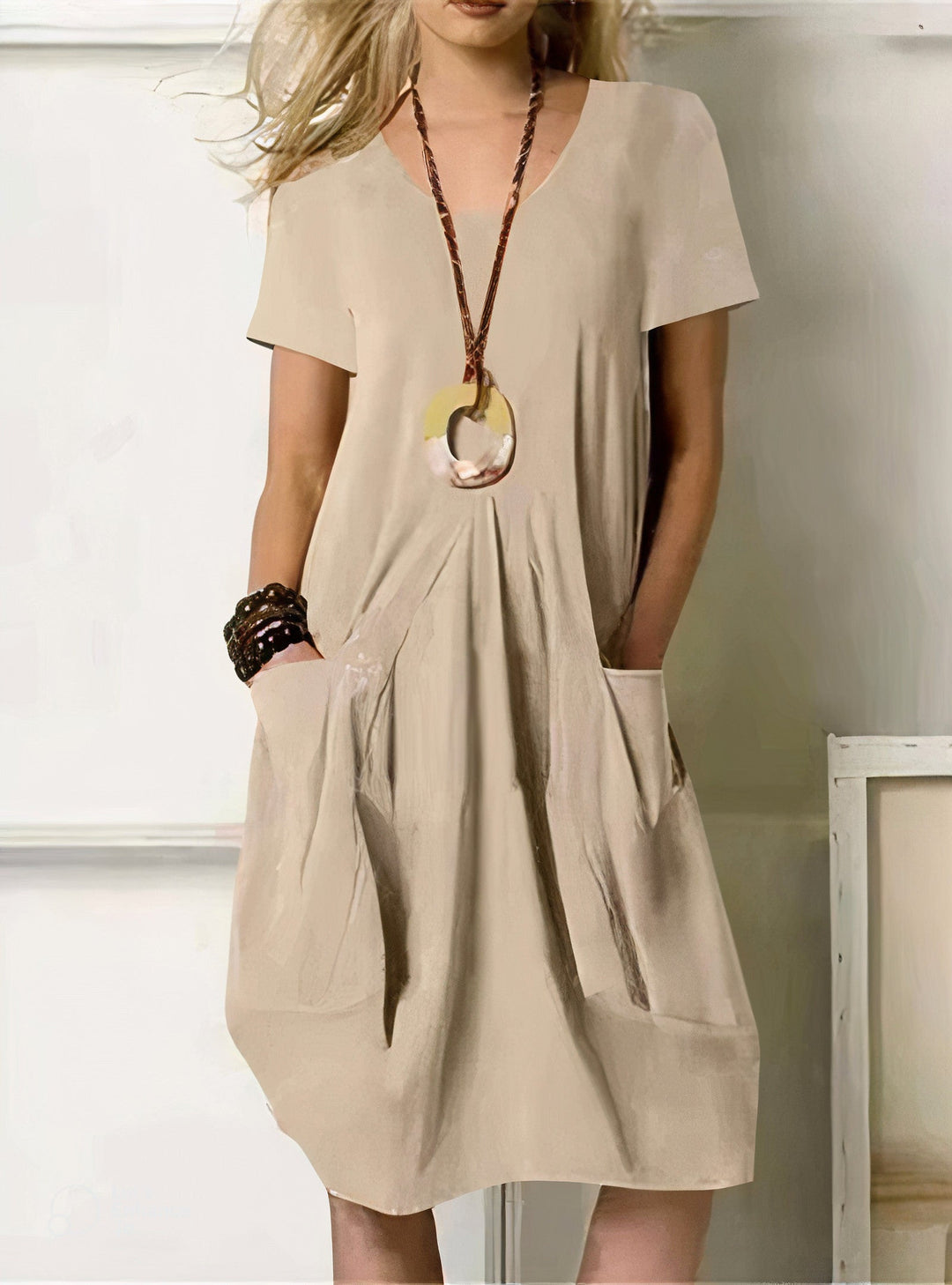 Vestido Casual Mujer Bolsillos Tejido Suave Corte Fluido