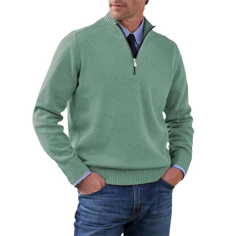 Jersey Hombre de Punto con Media Cremallera Ajustado