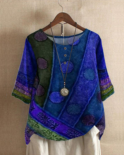 Blusa mujer de tejido ligero estampado bohemio estilo retro