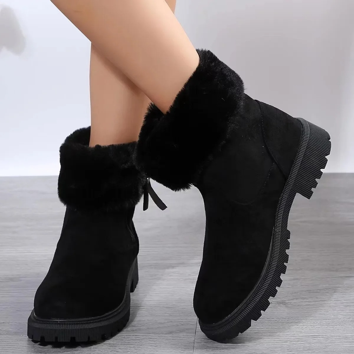 Botas invierno Mujer forradas puntera redonda impermeables