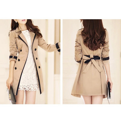 Abrigo Mujer Slim Fit Doble Botonadura Elegante