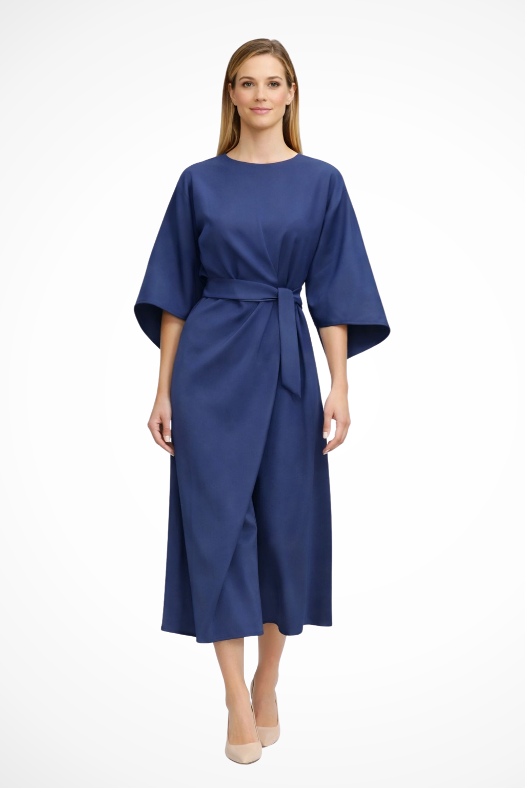 Vestido midi mujer con botones y abertura lateral formal - Mavetta