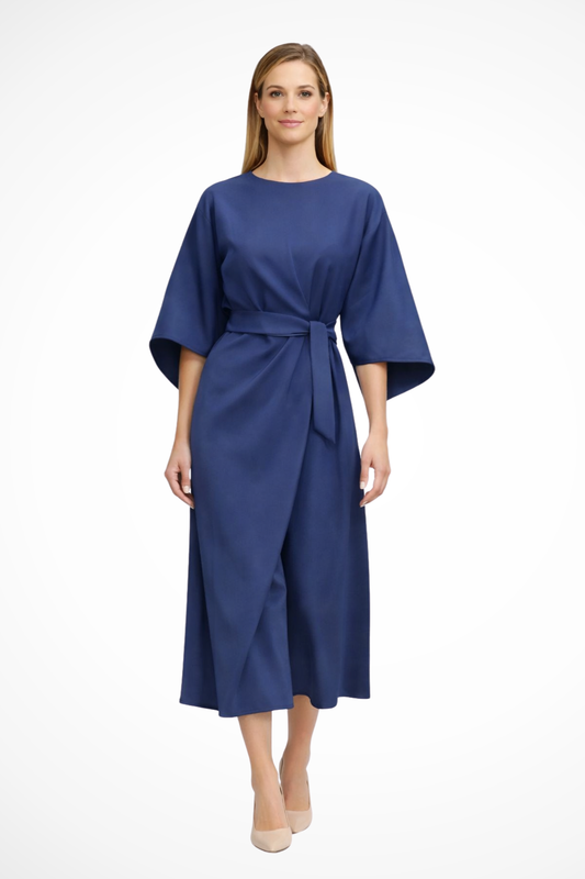 Vestido midi mujer con botones y abertura lateral formal - Mavetta