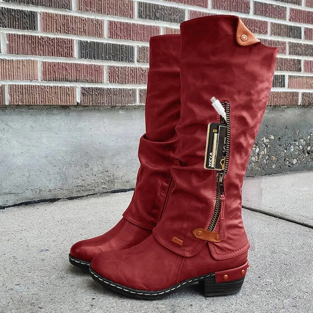 Botas altas mujer ligeras con cierre de botón metálico