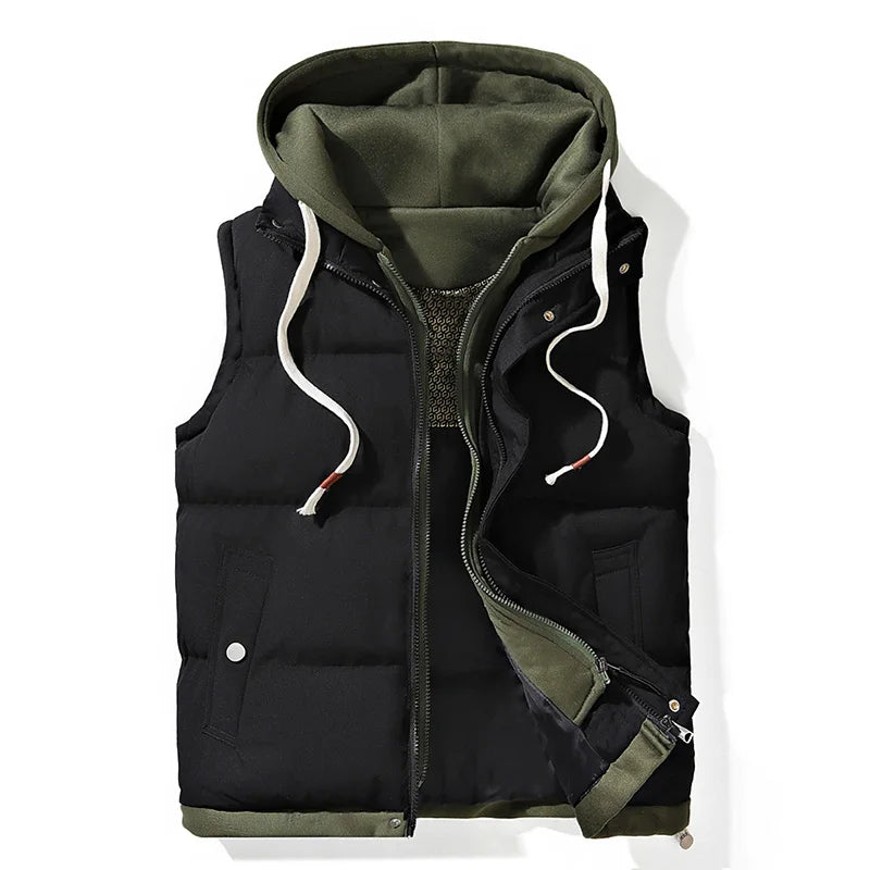 Chaleco Hombre Acolchado Puffer con Capucha Ajuste Regular