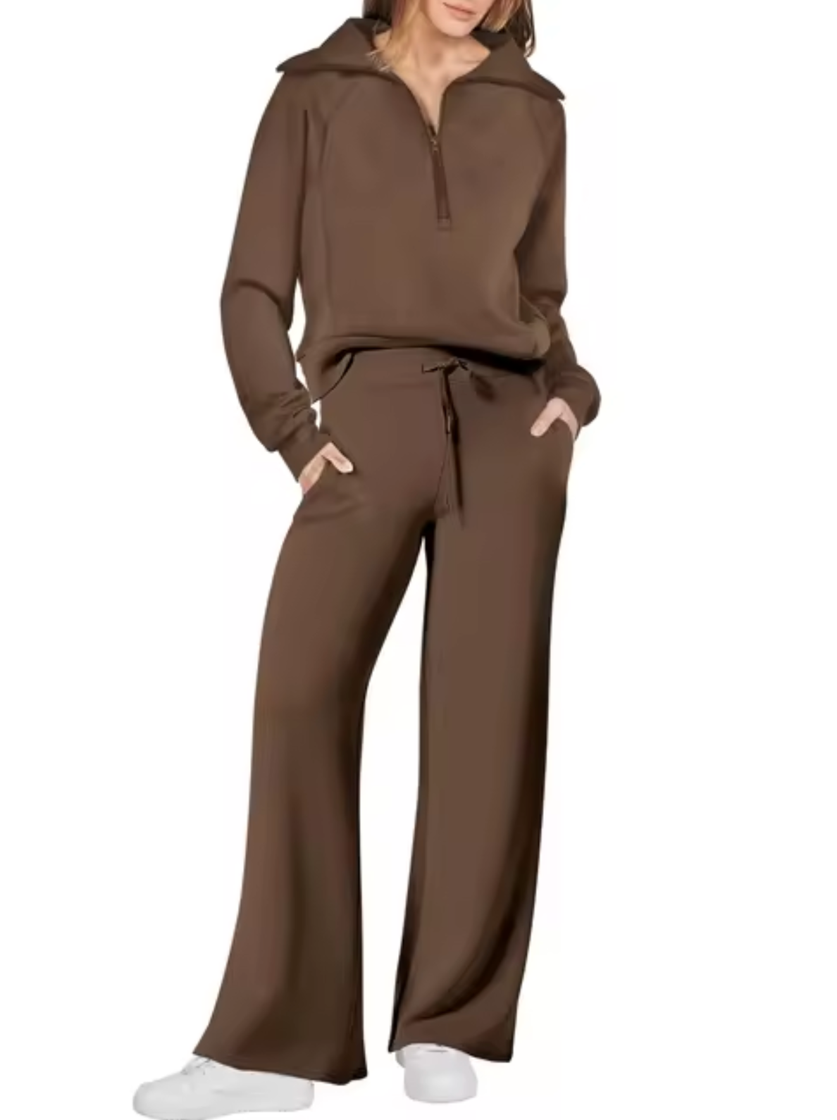 Sudadera Mujer con Cuello Alto y Puños Ajustados