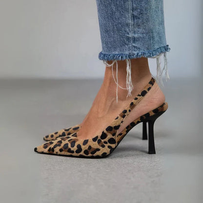 Zapatos de tacón Mujer con punta afilada y estampado animal
