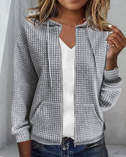 Chaqueta casual mujer con cordones ajustables y capucha