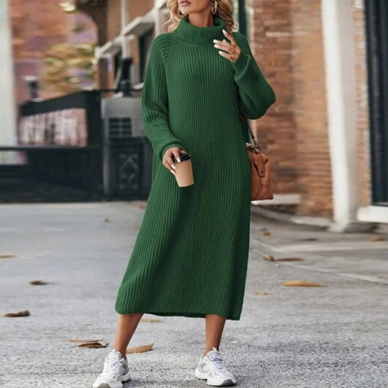 Vestido maxi mujer tipo sudadera cuello alto