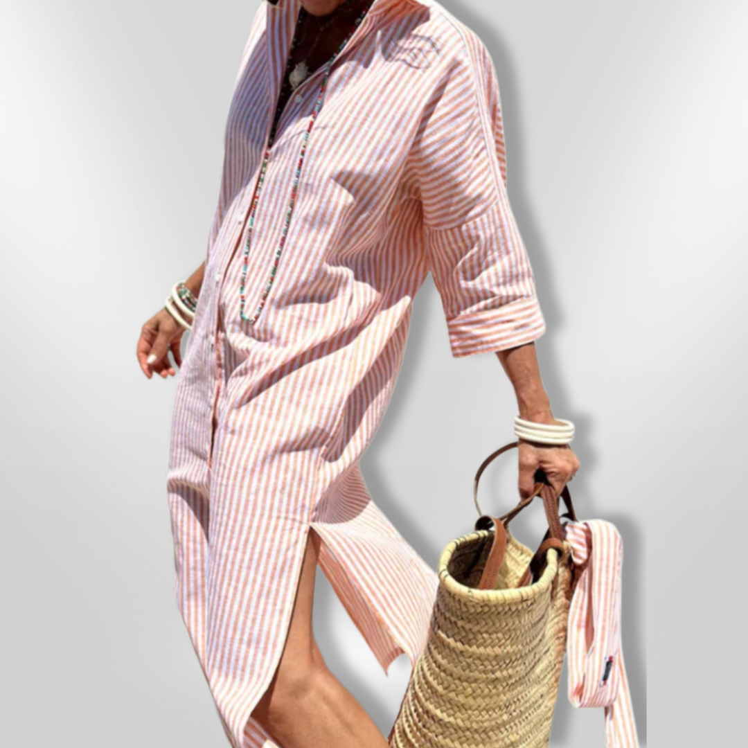 Vestido camisero mujer tejido ligero ajuste recto