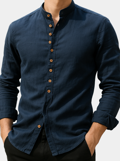 Camisa Hombre de Lino y Algodón Manga Larga Botones - Mavetta