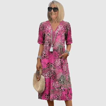 Vestido midi mujer de tela ligera estampado oceánico