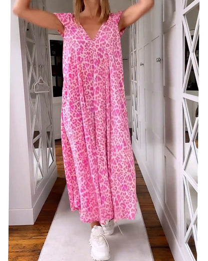 Vestido Mujer Veraniego Escote en V Estampado