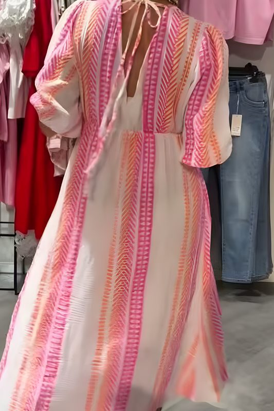 Vestido Verano Mujer Escote en V Corte Fluido