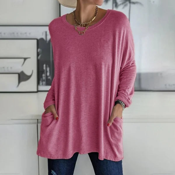 Blusa Mujer Manga Larga Tejido Suave Ajuste Relajado