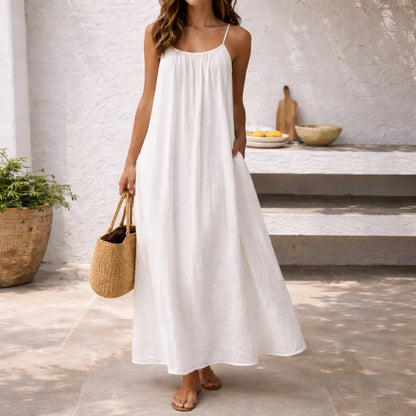Vestido maxi mujer Tirantes finos Corte suelto