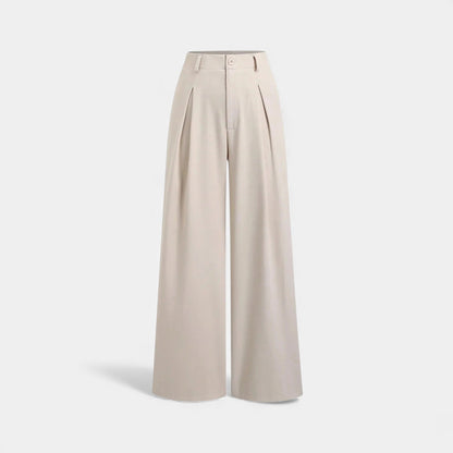 Pantalones Mujer Jacquard Pierna Ancha Cintura Alta Pinzas