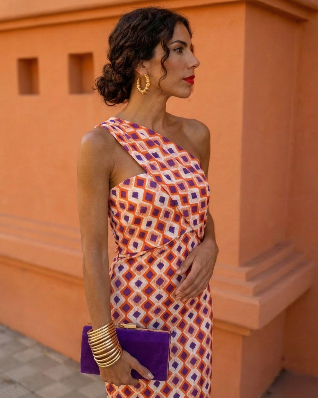 Vestido midi mujer verano un solo hombro asimétrico