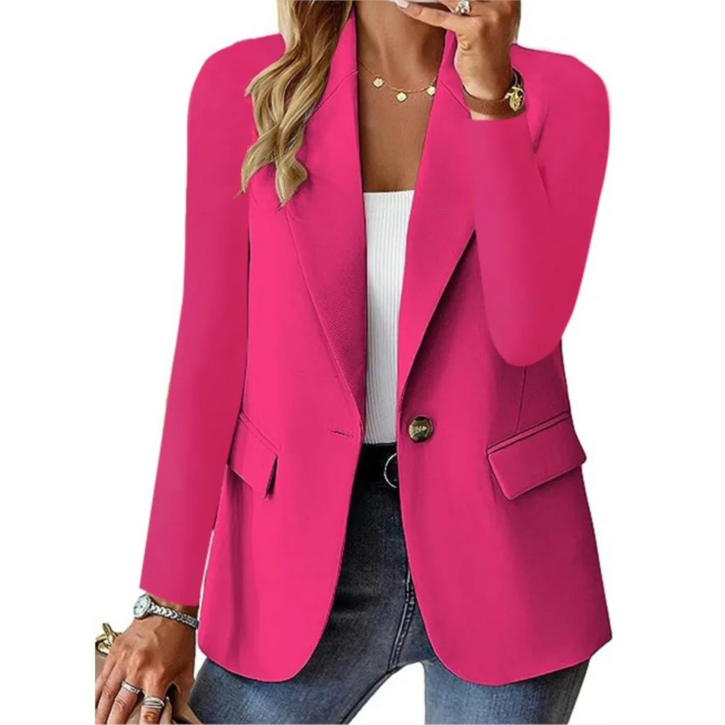 Blazer mujer de tejido ligero corte holgado solapa clásica