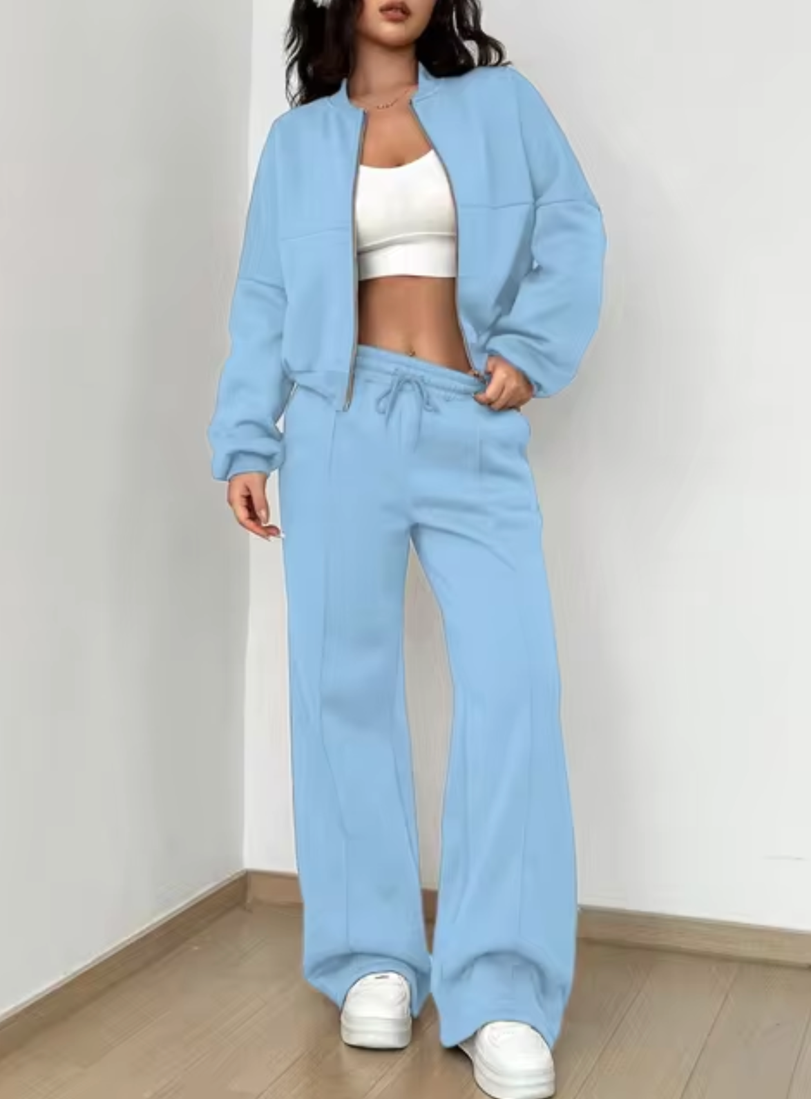 Conjunto Mujer Abrigo Cremallera y Pantalón Jogging Algodón