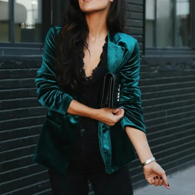 Blazer Mujer de Terciopelo Corte Ajustado Elegante