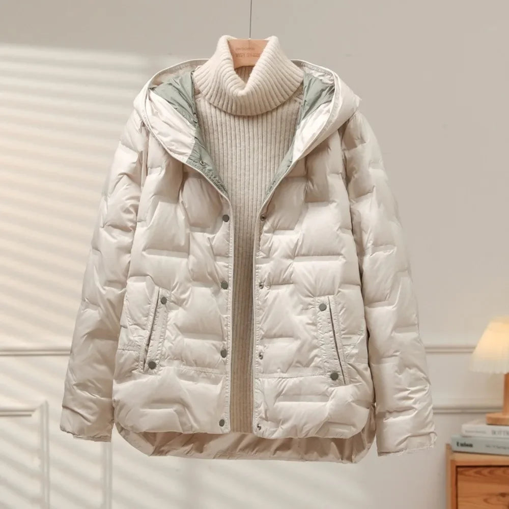 Abrigo Mujer Acolchado Invierno con Capucha Ajuste Regular