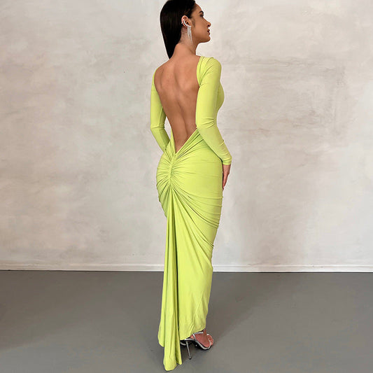 Vestido Mujer Invitada Boda Manga Larga Escote Espalda - Mavetta