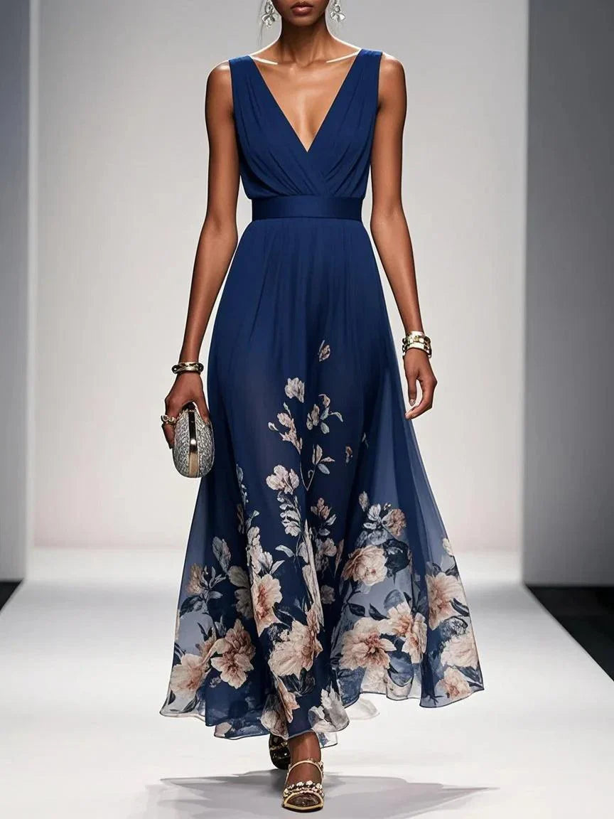 Vestido maxi mujer de chiffon estampado floral verano