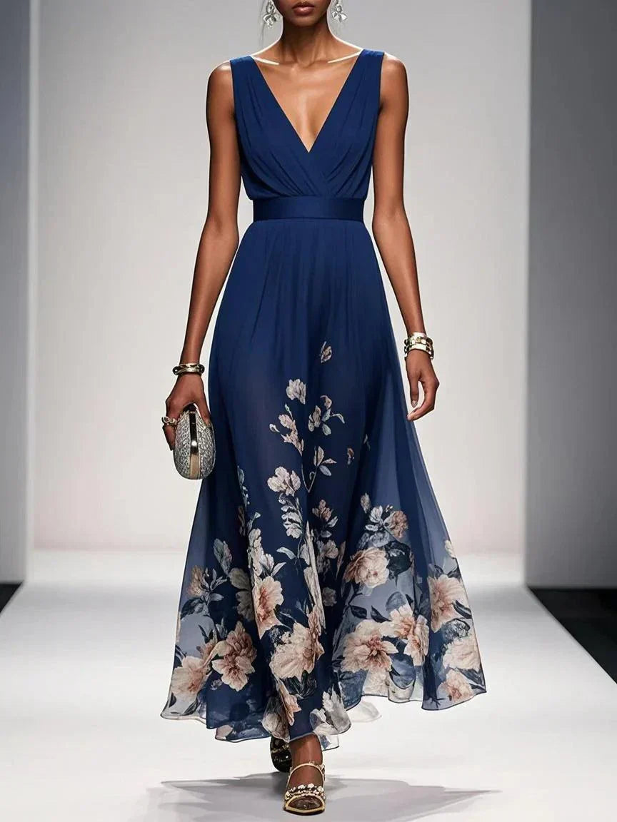 Vestido maxi mujer de tejido ligero escote en V