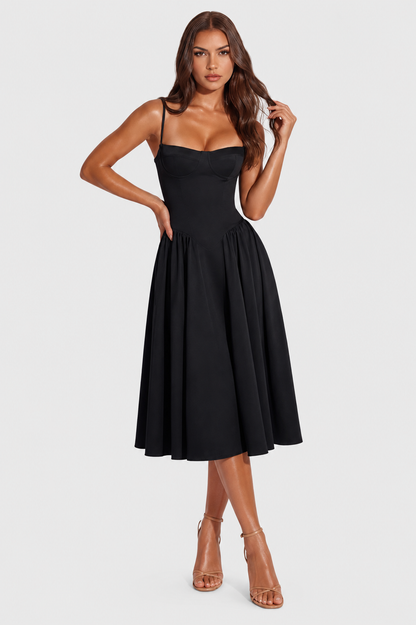 Vestido Midi Mujer Escote Corazón Ajustado