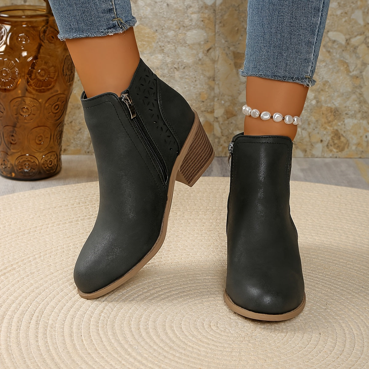 Botines mujer transpirables de piel estilo casual cómodo