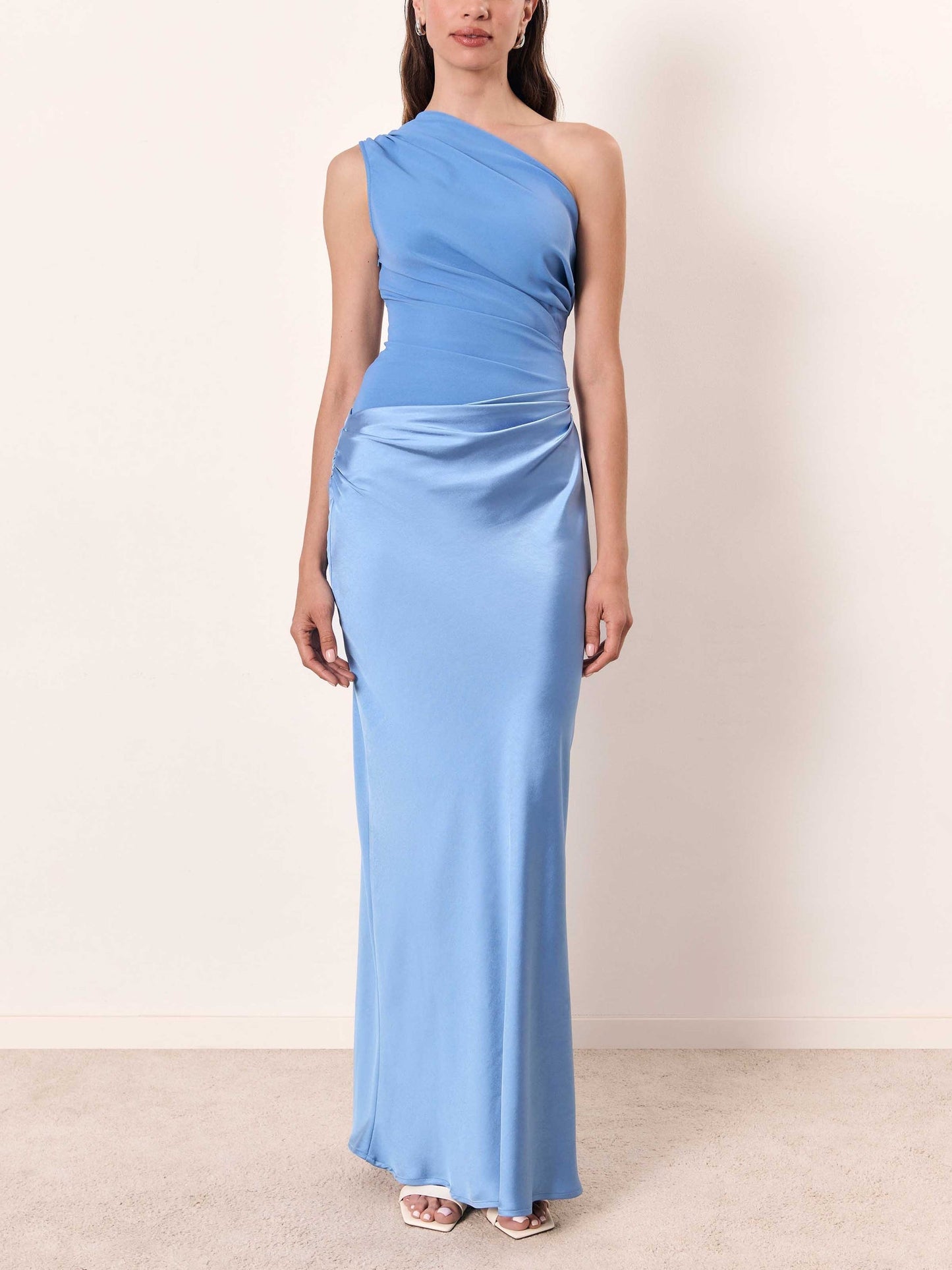 Vestido maxi Mujer Drapeado Asimétrico Fiesta Elegante