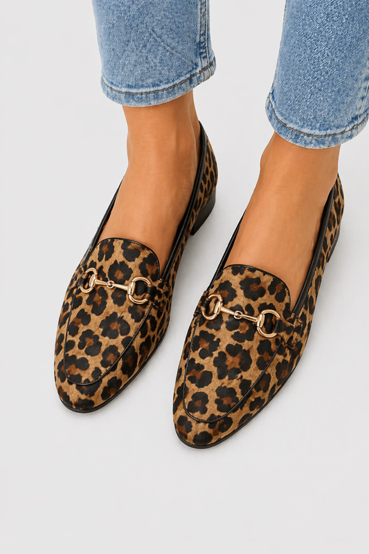 Mocasines Mujer de Piel Estampado Animal Ajuste Clásico - Mavetta