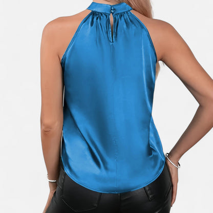 Blusa Mujer de Satén Cuello Halter Ajuste Slim