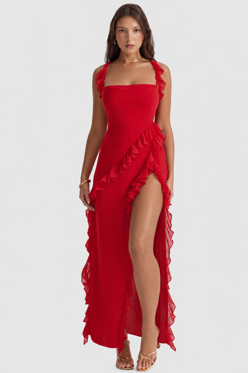 Vestido Largo Mujer Elegante Corte Fluido