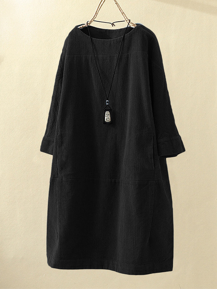 Vestido midi Mujer de Tencel Corte Favorecedor