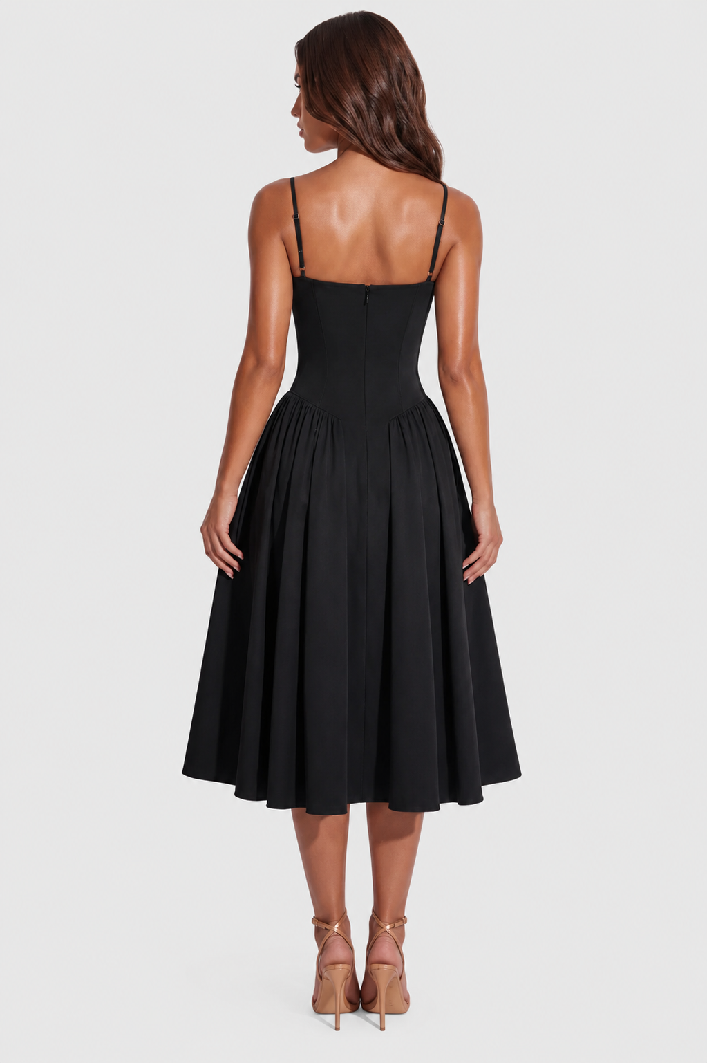 Vestido Midi Mujer Escote Corazón Ajustado